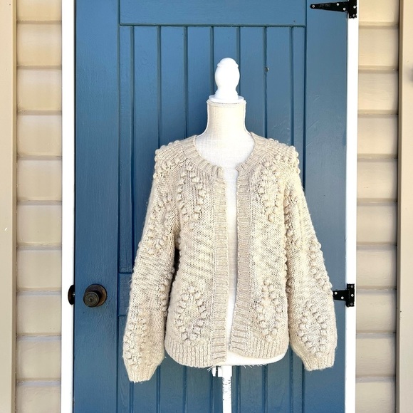 Lucky Brand Sweaters - Lucky Brand Bobble Diamond Cardigan Cream Size Small
